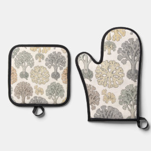 Ensemble De Gant De Cuisine Et De Manique Motif sans couture de corail d'arbre abstrait past