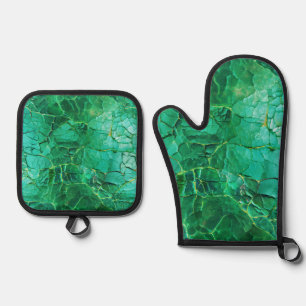 Ensemble De Gant De Cuisine Et De Manique Motif textuel turquoise vif