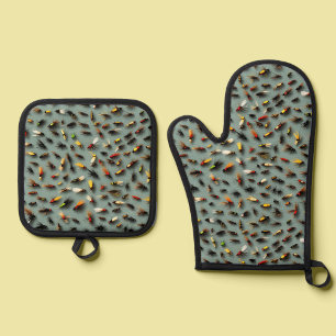 Ensemble De Gant De Cuisine Et De Manique Mouches de pêche