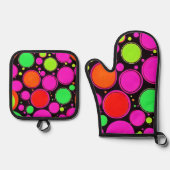 Ensemble De Gant De Cuisine Et De Manique Neon Dot (Recto)
