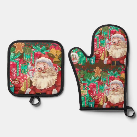 Ensemble De Gant De Cuisine Et De Manique noël (Recto)