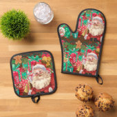 Ensemble De Gant De Cuisine Et De Manique noël (De haut en bas)