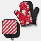 Ensemble De Gant De Cuisine Et De Manique Noël de menthe (Recto/Verso)