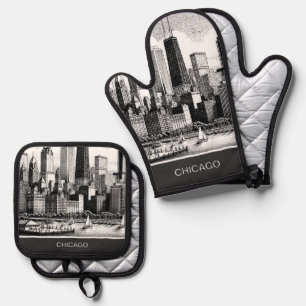 Ensemble De Gant De Cuisine Et De Manique Noir de Chicago