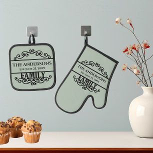 Ensemble De Gant De Cuisine Et De Manique Nom de famille Monogramme