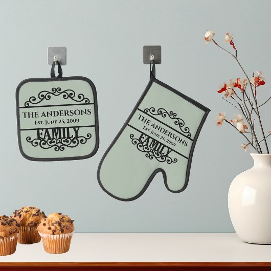 Ensemble De Gant De Cuisine Et De Manique Nom de famille Monogramme