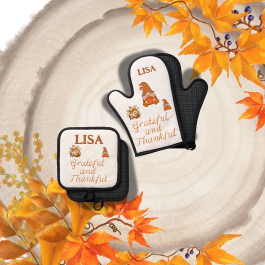 Ensemble De Gant De Cuisine Et De Manique Nom gracieux et de gratitude Monogramme |