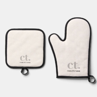 Ensemble De Gant De Cuisine Et De Manique Nom initial du monogramme blanc