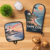 Ensemble De Gant De Cuisine Et De Manique Nom personnalisé Cape Cod Massachusetts (De haut en bas)