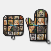 Ensemble De Gant De Cuisine Et De Manique Nom Personnalisé Gant Four Avec Chiens (Recto)