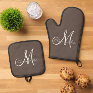 Ensemble De Gant De Cuisine Et De Manique Nom personnalisé Monogramme initial