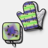 Ensemble De Gant De Cuisine Et De Manique Notes de Dubstep (Recto/Verso)