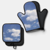 Ensemble De Gant De Cuisine Et De Manique nuages dans un ciel bleu  (Recto/Verso)