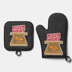 Ensemble De Gant De Cuisine Et De Manique Nuit de pizza