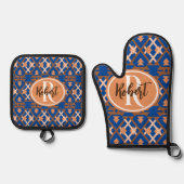 Ensemble De Gant De Cuisine Et De Manique Oasis du sud-ouest Aztèque géométrique (Recto)