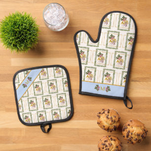 Ensemble De Gant De Cuisine Et De Manique Ode to Nutcracker Garland Holly Blue Accent