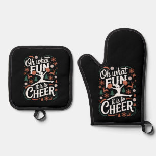 Ensemble De Gant De Cuisine Et De Manique Oh Quelle Joie De Faire Du Cheerleading Laid À Noë