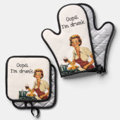 Ensemble De Gant De Cuisine Et De Manique Oops Je suis Dunk Sarcastique Retro femme de ménag (Recto/Verso)