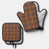 Ensemble De Gant De Cuisine Et De Manique Orange Purple Checker Abstract Pattern (Recto/Verso)