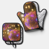 Ensemble De Gant De Cuisine Et De Manique Orbes Étincelantes - Un Écran Éblouissant (Recto/Verso)