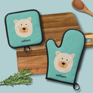 Ensemble De Gant De Cuisine Et De Manique Ours blanc mignon