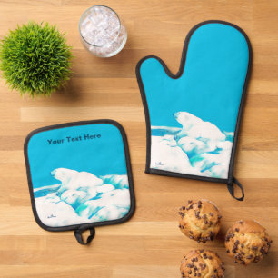 Ensemble De Gant De Cuisine Et De Manique Ours Polaire Sur Glace