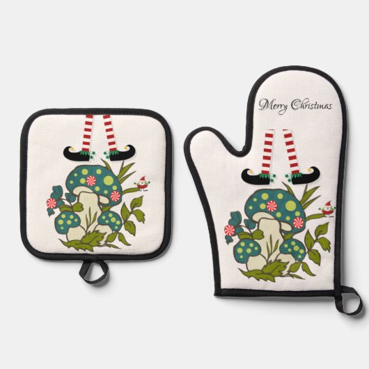 Ensemble De Gant De Cuisine Et De Manique Oven de Noël Mitt & Pot Holders (Recto)