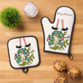 Ensemble De Gant De Cuisine Et De Manique Oven de Noël Mitt & Pot Holders (De haut en bas)