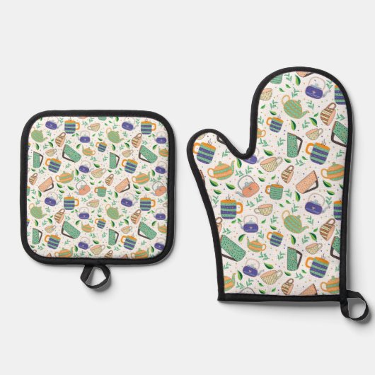 Ensemble De Gant De Cuisine Et De Manique Oven Mitt and Pot Holders (Recto)