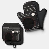 Ensemble De Gant De Cuisine Et De Manique Oven Mitt and Pot Holders (Recto/Verso)
