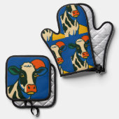Ensemble De Gant De Cuisine Et De Manique Oven Mitt and Pot Holders (Recto/Verso)