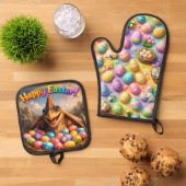 Ensemble De Gant De Cuisine Et De Manique Oven Mitt and Pot Holders (De haut en bas)