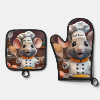 Ensemble De Gant De Cuisine Et De Manique Oven Mitt Pot Holder Set Personalize Chef Mouse
