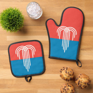 Ensemble De Gant De Cuisine Et De Manique Oven Mitt, Pot Holders avec le drapeau de Kansas C