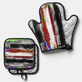Ensemble De Gant De Cuisine Et De Manique Oven Mitt & Pot Holders – Reflection Layers (Recto/Verso)