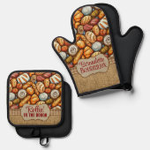 Ensemble De Gant De Cuisine Et De Manique Pain (Recto/Verso)