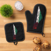 Ensemble De Gant De Cuisine Et De Manique Palestine Broderie tatreez drapeau Motif gratuit (De haut en bas)