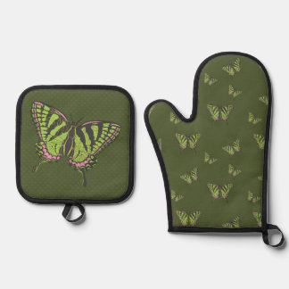 Ensemble De Gant De Cuisine Et De Manique Papillon Celtique à queue fourchue