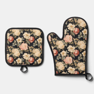 Ensemble De Gant De Cuisine Et De Manique Parchemins de style victorien rose