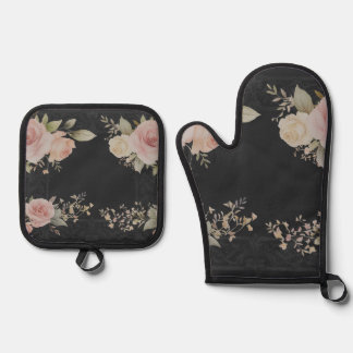 Ensemble De Gant De Cuisine Et De Manique Parchemins de style victorien rose