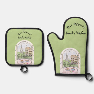 Ensemble De Gant De Cuisine Et De Manique Paris Tour Eiffel Bon Appetit PERSONNALISER