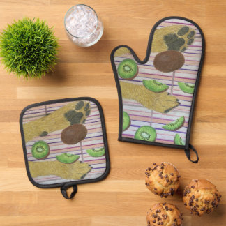 Ensemble De Gant De Cuisine Et De Manique Patte de chien et set de manique et dessous de pla
