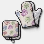 Ensemble De Gant De Cuisine Et De Manique Patterns of Creation (Recto/Verso)