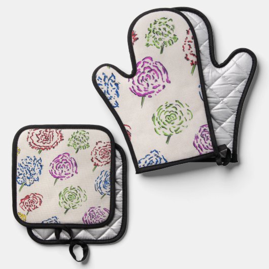 Ensemble De Gant De Cuisine Et De Manique Patterns of Creation (Recto/Verso)