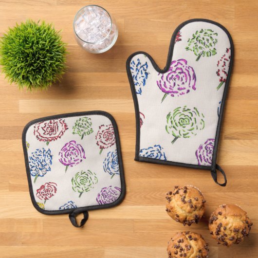 Ensemble De Gant De Cuisine Et De Manique Patterns of Creation (De haut en bas)