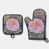 Ensemble De Gant De Cuisine Et De Manique Peace Rose (Recto)