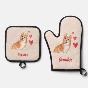 Ensemble De Gant De Cuisine Et De Manique Pembroke Welsh Corgi Nom personnalisé de l'animal