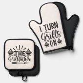 Ensemble De Gant De Cuisine Et De Manique Père grill (Recto/Verso)