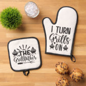 Ensemble De Gant De Cuisine Et De Manique Père grill (De haut en bas)