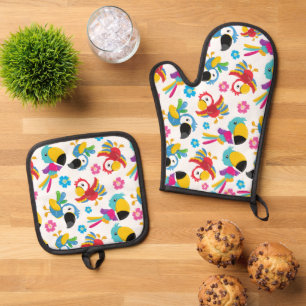Ensemble De Gant De Cuisine Et De Manique Perroquets colorés, Perroquets tropicaux, Oiseaux,